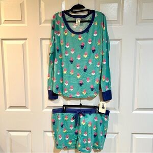 NWT-Munki Munki-Tea Cup Pigs-Shorty Pajama/Lounge Set-Sz XL